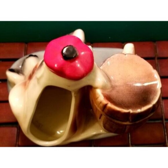 Vintage McCoy Pottery Hung Over St Bernard Dog & Barrel Coin Bank Wallet Holder - Picture 5 of 6